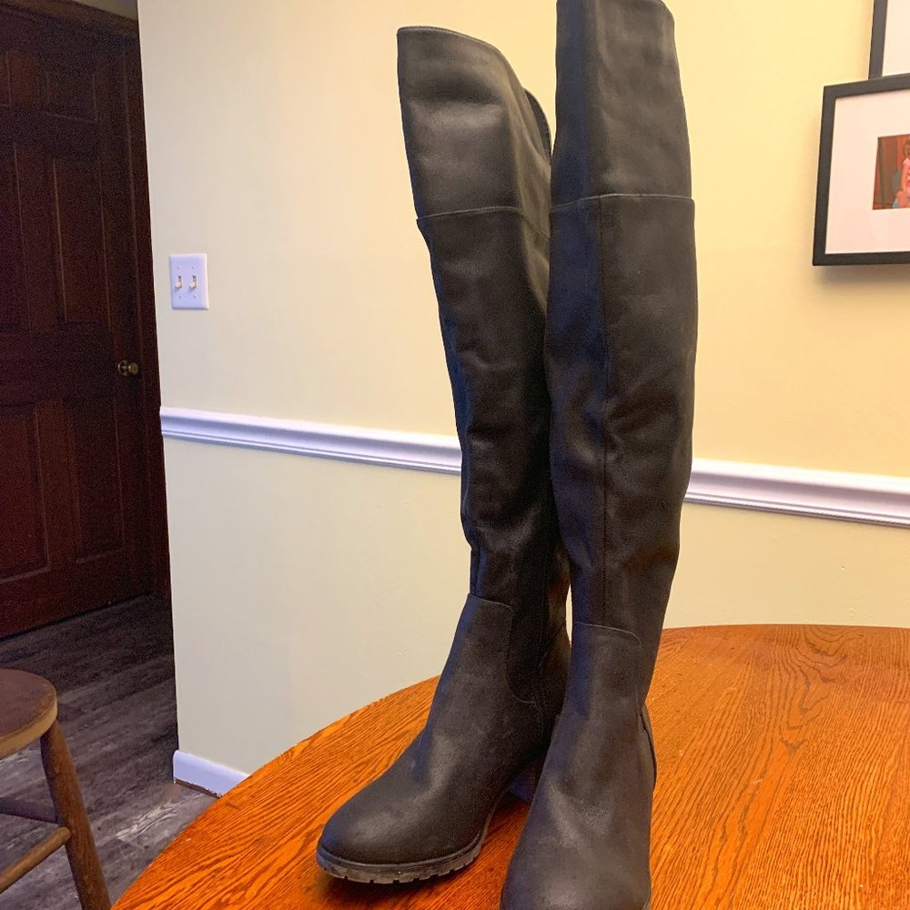 Size 9, Black Over-the-Knee Boots, SO Brand, New